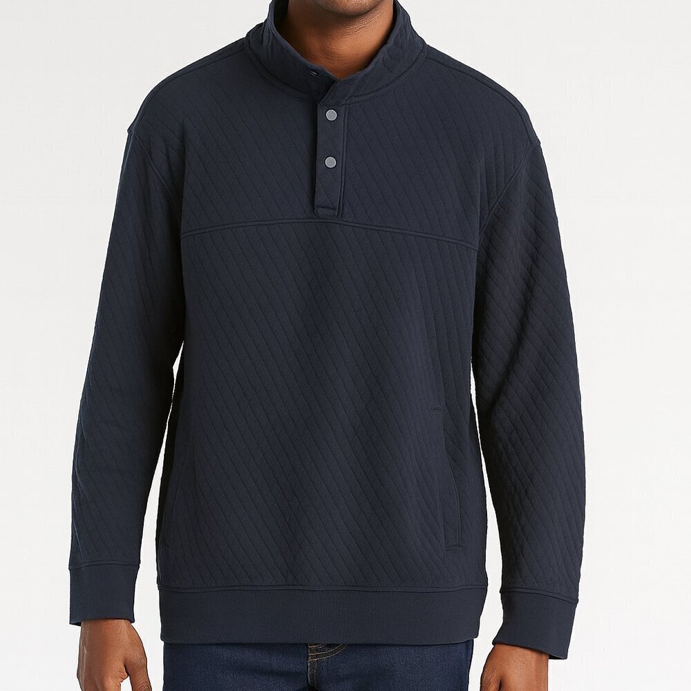 Men Goodfellow & Co Navy Blue Four Button Henley Button Pullover Sweater- Small